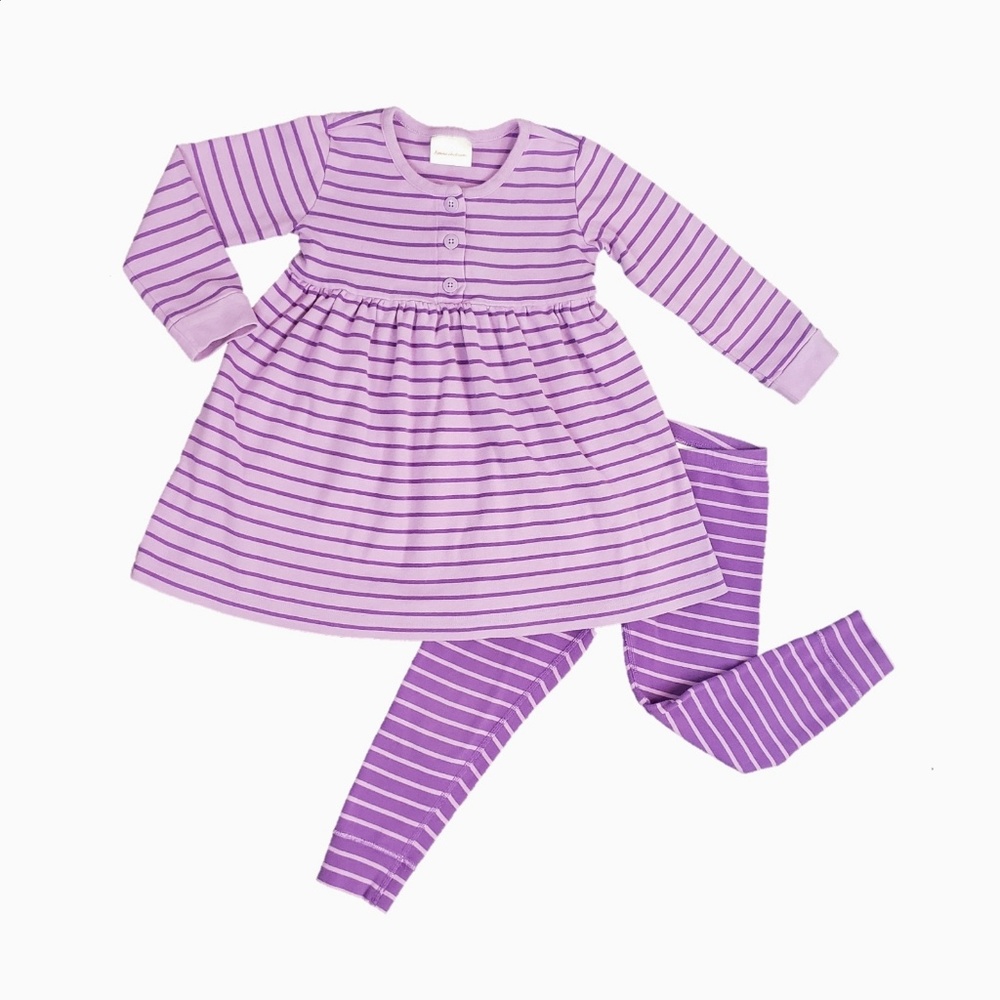 Hanna Andersson Dress Pants Set Purple Stripe 100